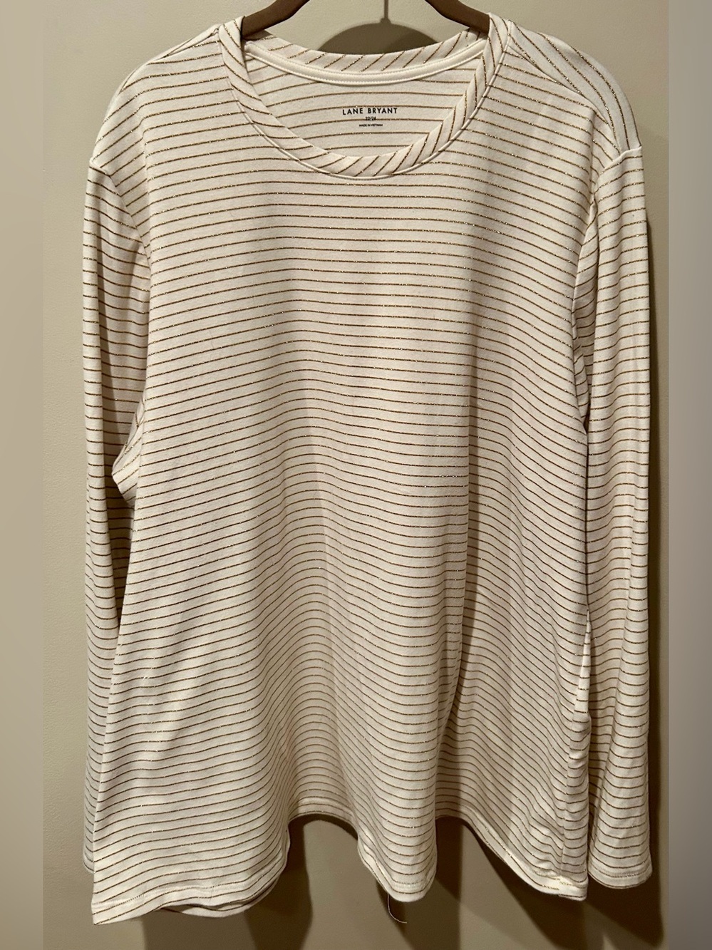 Lane Bryant Long-Sleev Tee with Gold Stripes, 22W/24W
